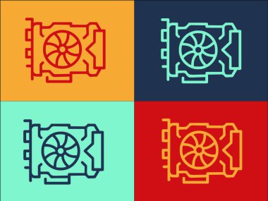 Pc Video Kart Logo Şablonu, Pc, Bilgisayar, Kartın Basit Düz Simgesi