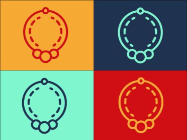 İnci Kolye Logo Şablonu, Basit Düz Kolye Simgesi, Moda, İnci