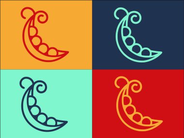 Bezelye Protein Logo Şablonu, Bezelyenin Basit Düz Simgesi, Protein, Çiğ