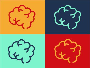 Beyin Logosu Şablonu, Beynin Basit Düz Simgesi, İnsan, Zihin