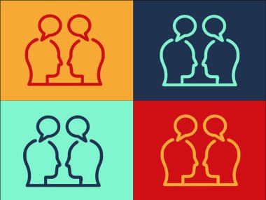 Insanlar Logo Şablonu 'nu Sohbet Ediyor, İnsanların Basit Düz Simgesi, İş, Sohbet