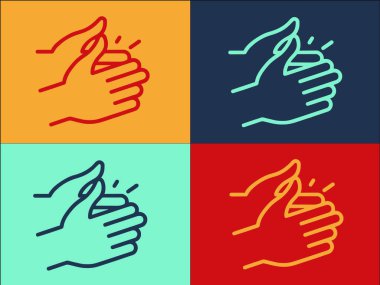 İnsanlar Logo Şablonu, Vektörün Basit Düz Simgesi, El çırpma, El çırpma