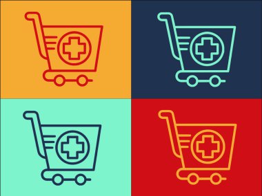 Eczane Trolley Logo Şablonu, Tramvay 'ın Basit Düz Simgesi, Eczane, Araba