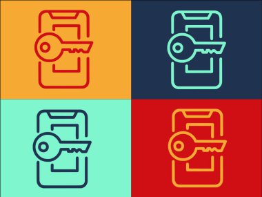 Telefon Şifreleme Logosu Şablonu, Şifre, Telefon, Cep Telefonu Basit Düz Simgesi