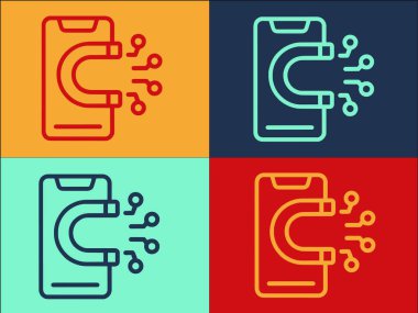 Telefon Mıknatısı Pazarlama Şablonu, Basit Düz Pazarlama Simgesi, Mıknatıs, Telefon