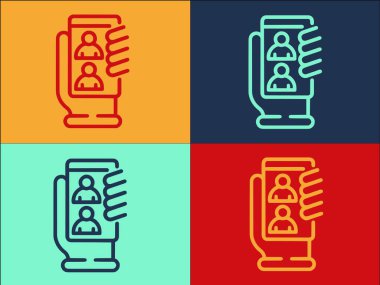 Telefon Video Konferansı Logo Şablonu, Basit Düz Konferans Simgesi, Arama, Video