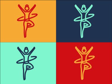 Pilates Etkinlik Logosu Şablonu, Yoga 'nın Basit Düz Simgesi, Egzersiz, Fitness