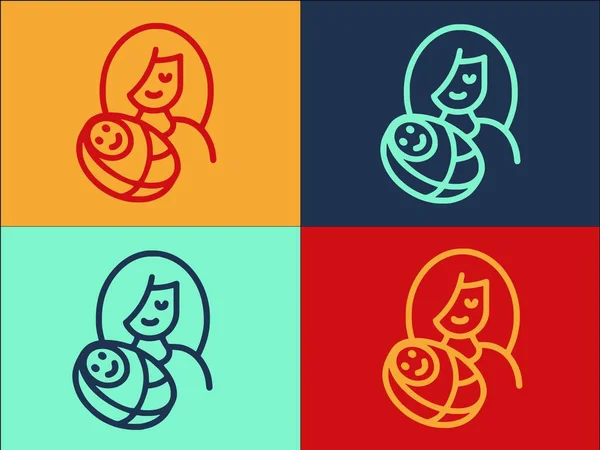 Matka Nowonarodzonym Szablonem Logo Dziecka Prosta Płaska Ikona Miłości Matka — Wektor stockowy