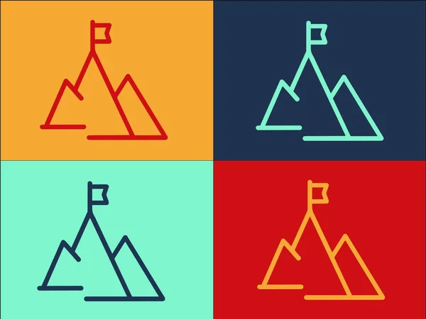 Plantilla Logotipo Destino Montaña Icono Plano Simple Objetivo Éxito Montaña — Archivo Imágenes Vectoriales