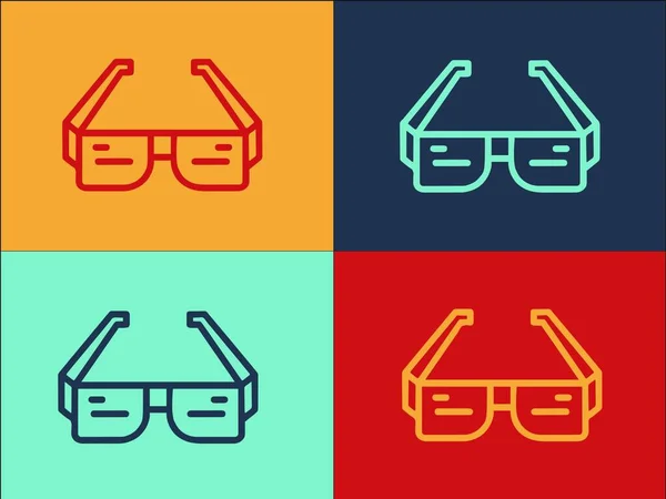 Movie Glasses Logo Template Simple Flat Icon Film Cinema Movie — Stock Vector