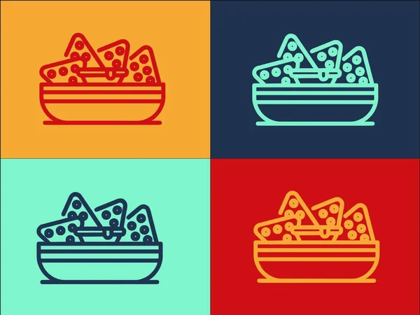 Nachos Πρότυπο Λογότυπο Πιάτο Απλό Επίπεδο Εικονίδιο Των Τροφίμων Πιάτο — Διανυσματικό Αρχείο