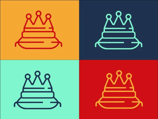 Narcissism Crown Pillow Colorful Icon Set — Archivo Imágenes Vectoriales