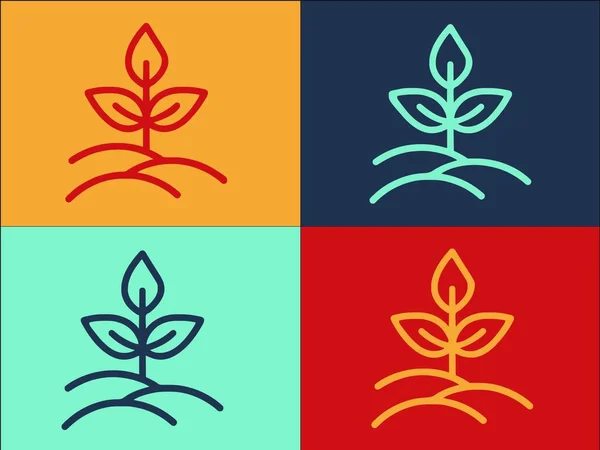 Modelo Logotipo Planta Natural Ícone Liso Simples Planta Natureza Fundo — Vetor de Stock