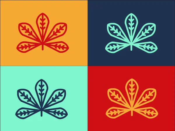 Nature Chetnut Leaf Colorful Icon Set — Wektor stockowy