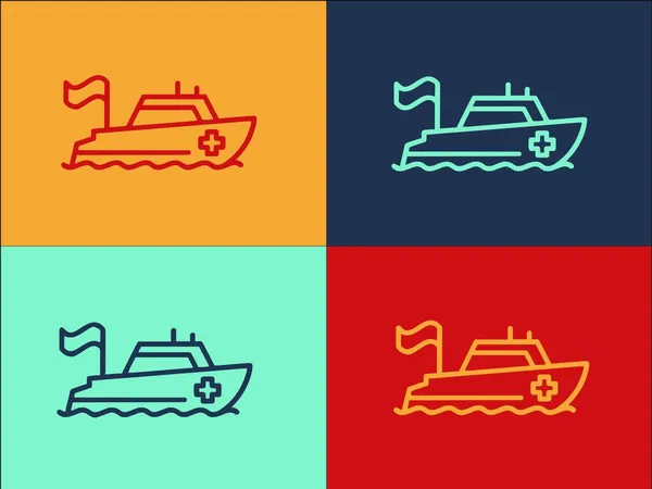Логотип Спасательной Лодки Океана Простая Плоская Икона Спасения Океан Лодка — стоковый вектор