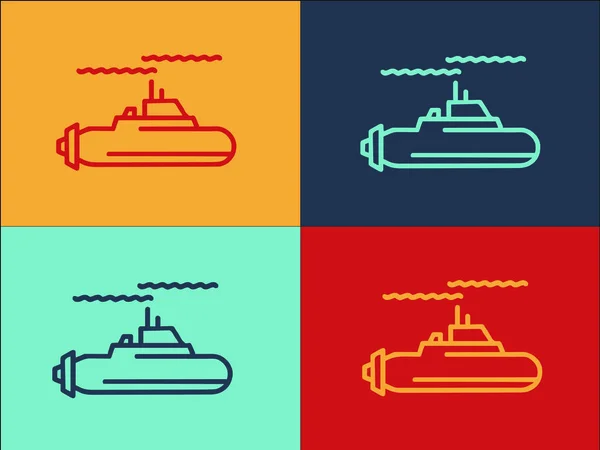 Modello Logo Sottomarino Dell Oceano Icona Piatta Semplice Dell Oceano — Vettoriale Stock
