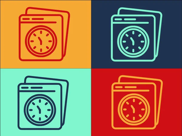 Modèle Logo Horloge Gestionnaire Bureau Icône Plate Simple Bureau Entreprise — Image vectorielle