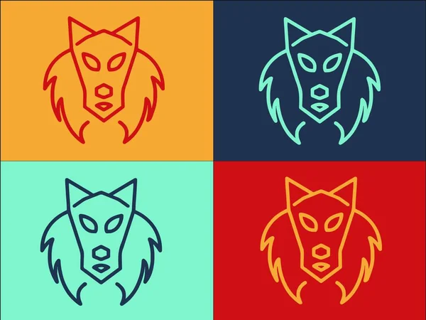 Old Wolf Logo Template Simple Flat Icon Wolf Animal Old — 스톡 벡터