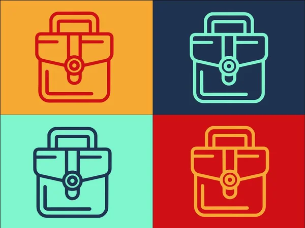 Outsource Leather Bag Colorful Icon Set — Vector de stock