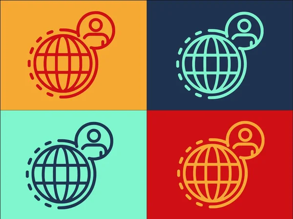 People Global Network Logo Template Simple Flat Icon Business Network — 图库矢量图片