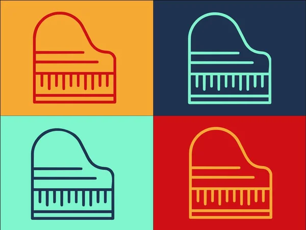 Piano Logo Template Simple Flat Icon Music Piano Art — Stock Vector