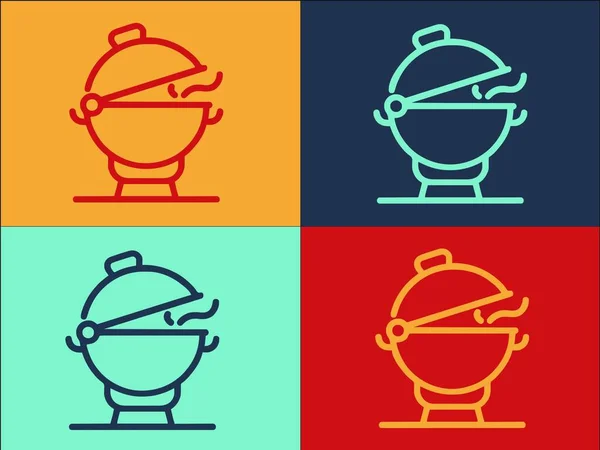 Шаблон Логотипа Бразье Пикника Простая Плоская Икона Барбекю Гриль Еда — стоковый вектор
