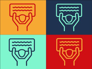 Plakkart Ajitasyon Logo Şablonu, Posterin Basit Düz Simgesi, Sancak, Tahrik