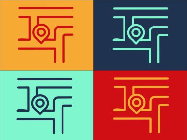 Konum Logo Şablonu, Yerin Basit Düz Simgesi, Harita, Konum