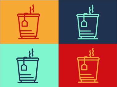 Plane Tea Logo Şablonu, Basit Düz Çay Simgesi, Kupa, Uçak