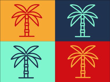 Palmiye Ağacı Logo Şablonu, Tropik Düz Simge, Palmiye, Yaprak