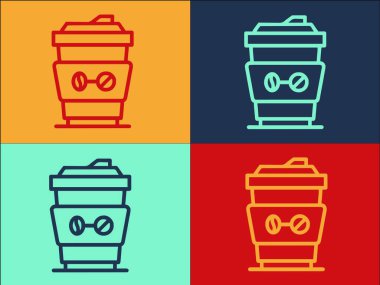 Plastik Kahve, Cam Logo Şablonu, Basit Düz Cam Simgesi, Kahve, İçecek
