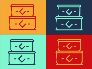 Plastik Kutular Logo Şablonu, Plastik Düz Simge, Konteynır, Yiyecek