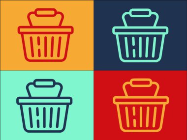 Plastik Market Logo Şablonu, Basit Düz Sepet Simgesi, Tecrit Edilmiş, Plastik
