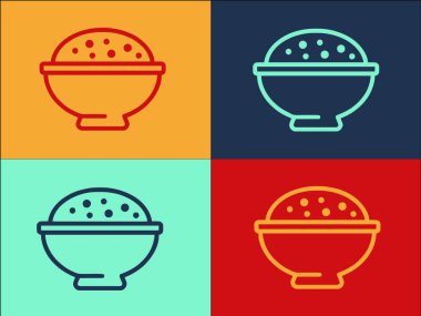 Plate Rice Logo Şablonu, Basit Düz Gıda, Pirinç, Mutfak Simgesi