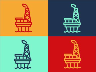 Platform Deniz Sondaj Şablonu, Denizin Basit Düz Simgesi, Açıklar, Platform