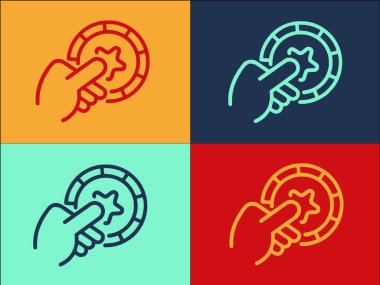 Lucky Coin Logo Şablonu, Basit Düz Para Simgesi, Oyun, Şanslı