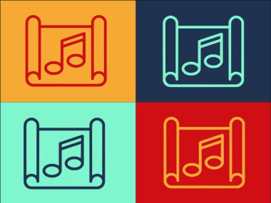 Parça Listesi Logo Şablonu, Parça Listesinin Basit Düz Simgesi, Vektör, Ses