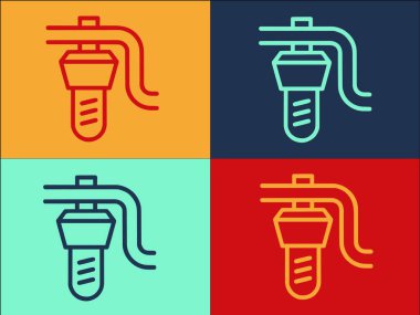 Tesisat Filtresi Logo Şablonu, Tesisatın Basit Düz Simgesi, Süzgeç, Boru