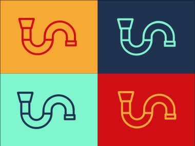 Tesisat Boru Logosu Şablonu, Boru, Tesisat ve Su Simgesi Basit Düz Simgesi