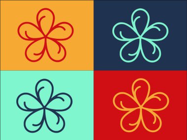 Plumeria Frangipani Logo Şablonu, Basit Düz Çiçek Simgesi, Plumeria, Frangipani