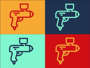 Pnömatik hava tabancası renkli simge seti 