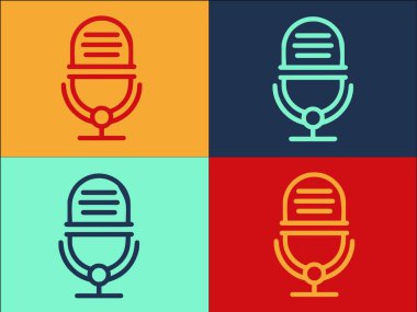 Podcast Günlük Logosu Şablonu, Podcast 'in Basit Düz Simgesi, Ortam, Stüdyo