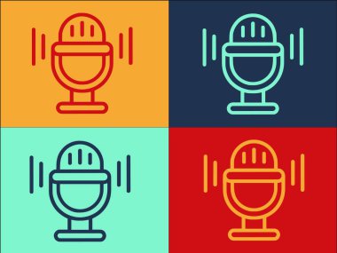 Podcast Stüdyo Mikrofon Logo Şablonu, Podcast Basit Düz Simgesi, Mikrofon, Stüdyo