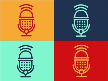 Podcast Mikrofon Logo Şablonu, Podcast Basit Düz Simgesi, Ses, Mikrofon