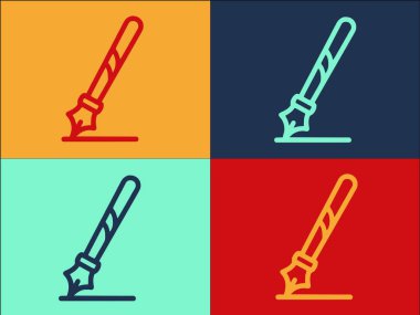 Şair Mürekkep Kalemi Logo Şablonu, Basit Düz Kalem Simgesi, Şair, Mürekkep