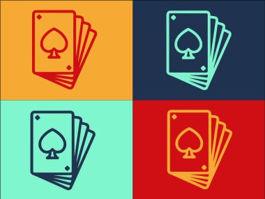 Poker Kumarhanesi Logo Şablonu, Kumarhanenin Basit Düz Simgesi, Poker, Oyun