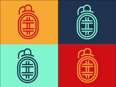 Police grenade colorful icon set 