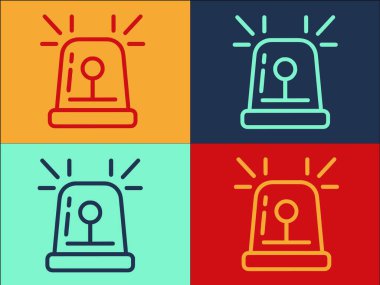 Polis Siren Logosu Şablonu, Basit Düz Polis Simgesi, Siren, Işık