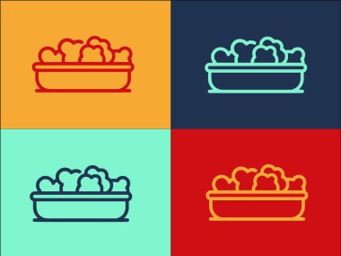 Popcorn Bowl Logo Şablonu, Basit Düz Atıştırmalık Simgesi, Patlamış Mısır, Beyaz