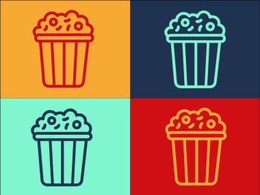 Patlamış mısır Paketi Logo Şablonu, Basit Düz Kutu Simgesi, Beyaz, Paket